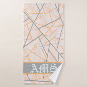 Modern Ochre and Grey Geometric Lines Bath Towel Set