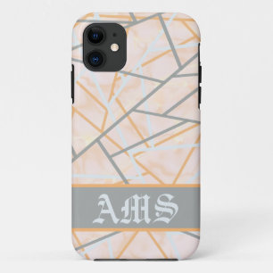 Modern Ochre and Grey Geometric Lines iPhone 11 Case