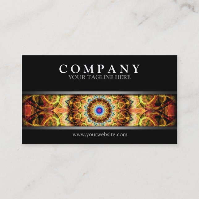 Modern Ochre Mandala Business Card (Front)