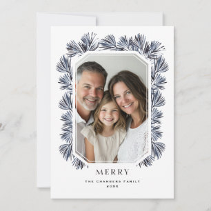 Modern Octagon Frame and Sprigs Holiday Card