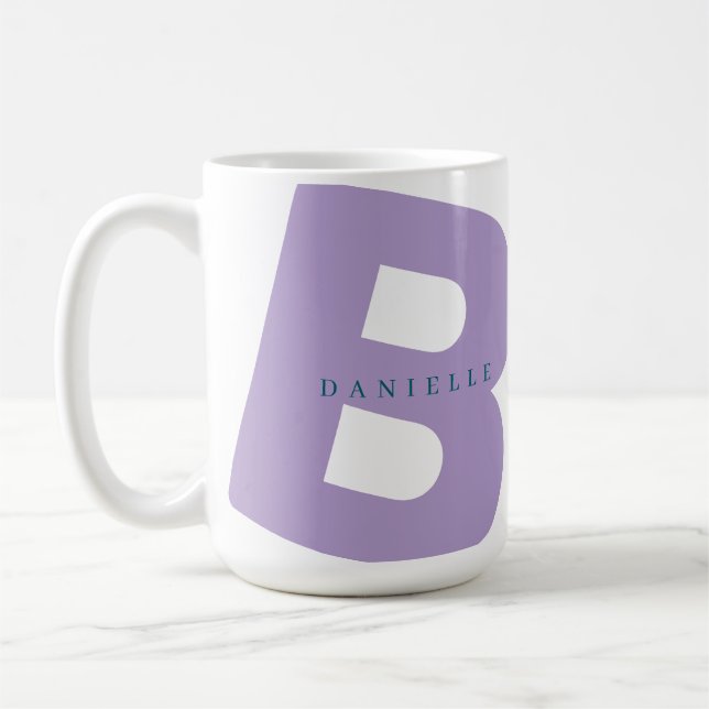 Modern Oersized Monogram Initial & First Name Coffee Mug (Left)