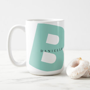 Modern Oersized Monogram Initial & First Name Coffee Mug