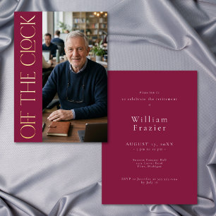 Modern Off Clock Burgundy Retirement Photo Party