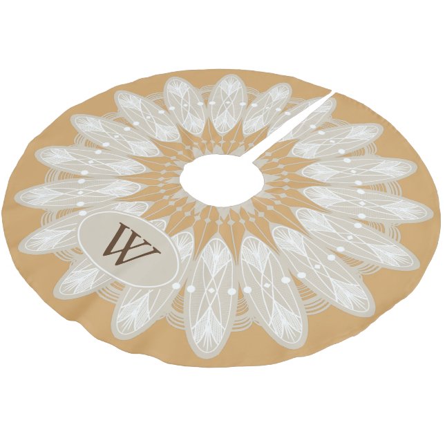 Modern Off-white Lace Personalised Brushed Polyester Tree Skirt (Angled)