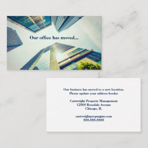 Modern Office Building Change of Address Moving Business Card