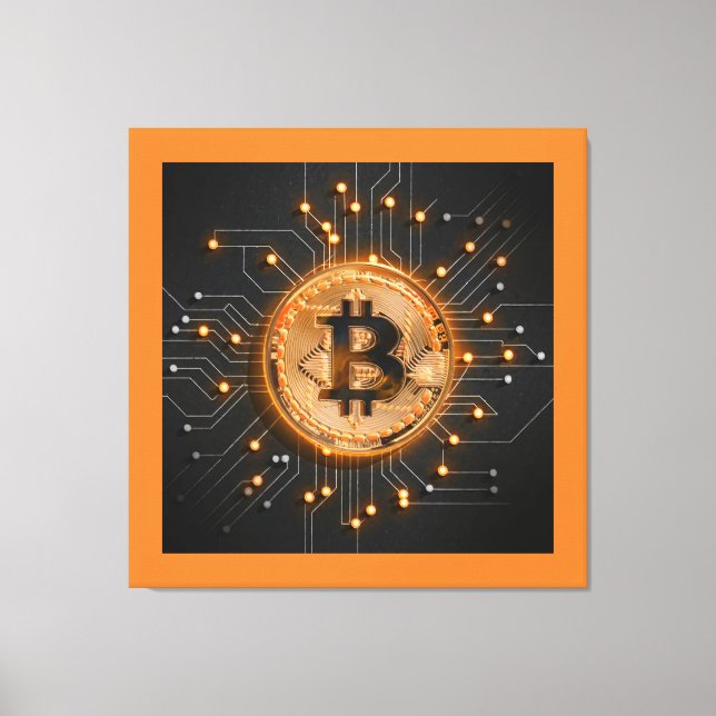 modern office decor crypto BITCOIN LOGO orange  (Front)