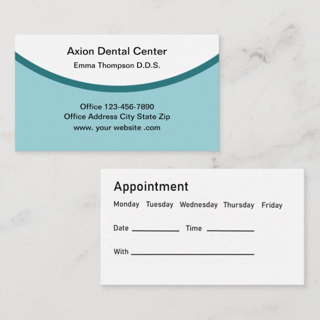 Modern Office  Dentist Office Appointment  Card (Front/Back)