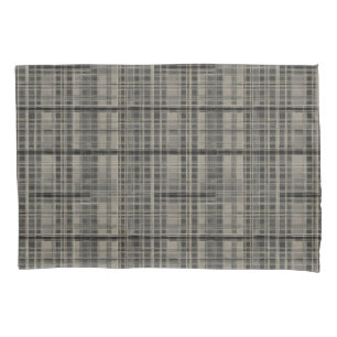 Modern Offset Plaid Grey Shades Pillowcase