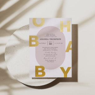 Modern Oh Baby Blush Pink Baby Shower Gold
