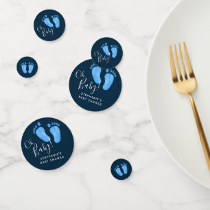 Modern Oh Baby Boy Navy Blue Baby Shower Confetti