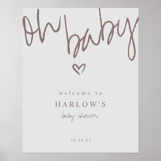 Modern Oh Baby Gender Neutral Baby Shower Welcome  Poster (Front)