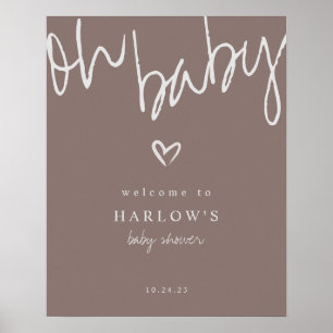 Modern Oh Baby Gender Neutral Baby Shower Welcome Poster