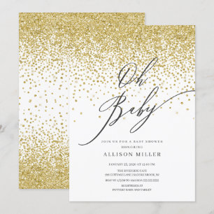 Modern Oh Baby Gold Glitter Baby Shower Invitation