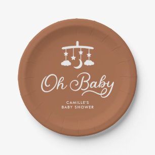 Modern Oh Baby Shower Personalised Paper Plate