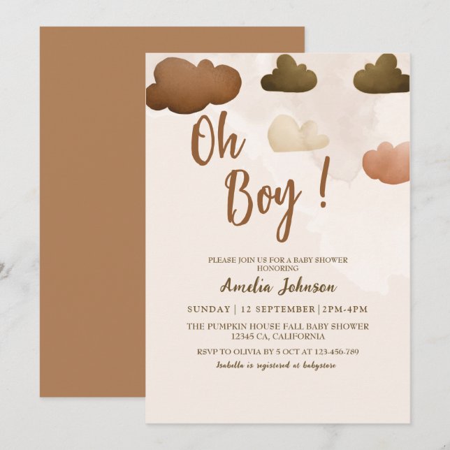 Modern Oh boy boho boy Baby Shower  Invitation (Front/Back)