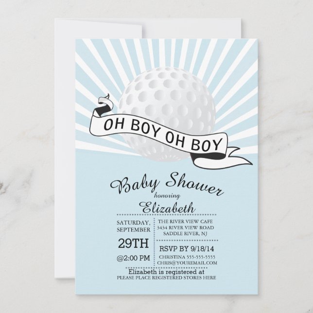 Modern Oh Boy Golf Ball Boys Baby Shower Invitation (Front)