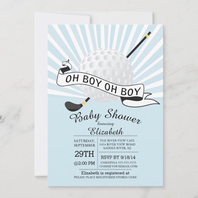 Modern Oh Boy Golf Ball Boys Baby Shower Invitation (Front)