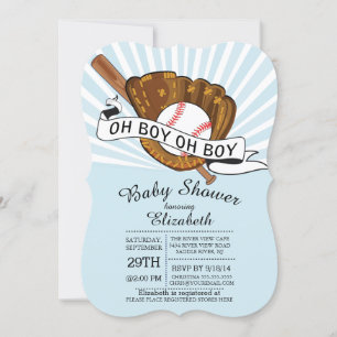 Modern Oh Boy Sports Baseball Boys Baby Shower Invitation