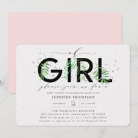 Modern Oh Girl Blush Tropical Greenery Baby Shower