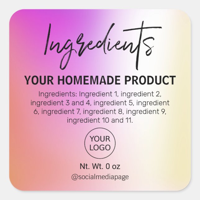 Modern Oil Slick Holographic Ingredient Labels (Front)