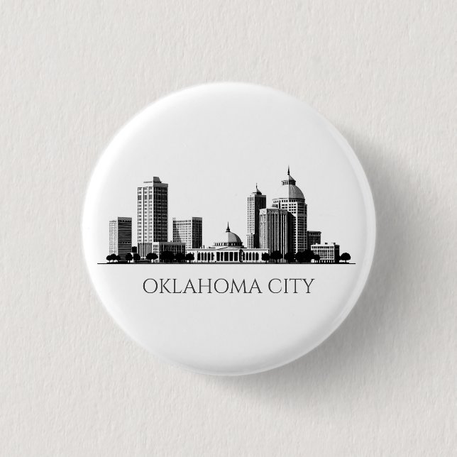 Modern Oklahoma City Stylised Skyline 3 Cm Round Badge (Front)