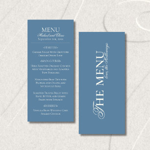 Modern Old Money Dusty Blue Wedding Dinner Menu