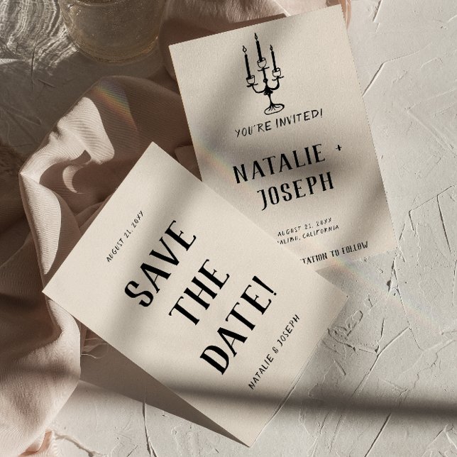 Modern Old Money Hand Drawn Retro Quirky Wedding Save The Date (Creator Uploaded)