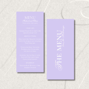 Modern Old Money Lavender Wedding Dinner Menu