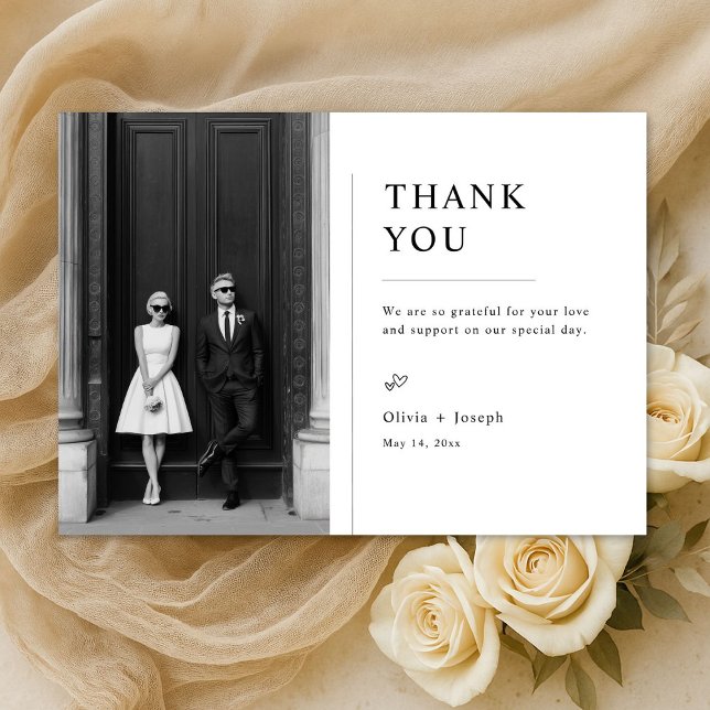Modern Old Money Style Wedding Photo Thank You Card (Creator Uploaded)
