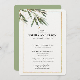 Modern Olive Branch Bridal Shower Invitation