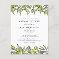 Modern Olive branch Bridal shower invitation