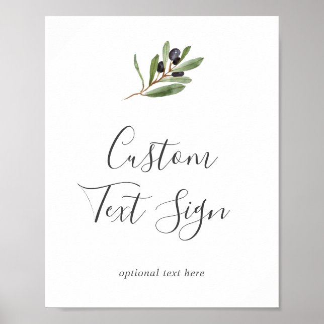 Modern Olive Branch Cards & Gifts Custom Text Sign (Front)