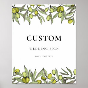 Modern Olive branch custom wedding Poster
