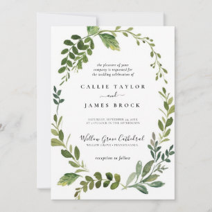 Modern Olive Branch Formal Wedding Invitation