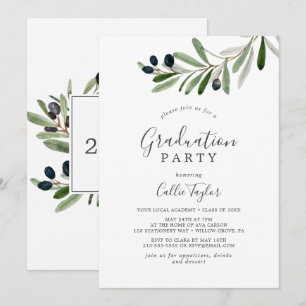 Modern Olive Branch Graduation Party Invitation