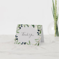Modern Olive Branch | Gray Thank You Card
