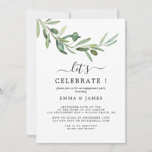 Modern Olive Branch "Let's Celebrate" Invitation