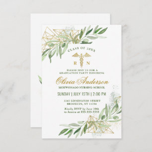Modern Olive Branch Nursing School Graduation Invitation