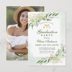 Modern Olive Branch Nursing School Graduation Invitation