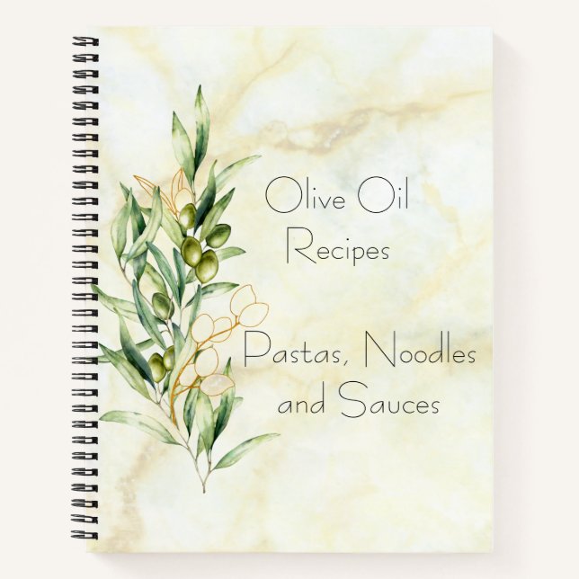 Modern Olive Branch Recipe Organiser Notebook (Front)