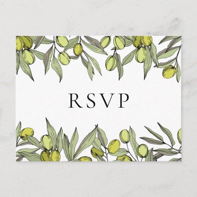 Modern Olive branch RSVP Postcard (Front)