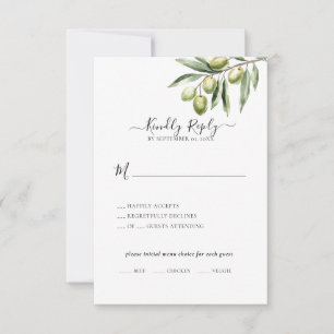 Modern Olive Branch Save the Date RSVP Card