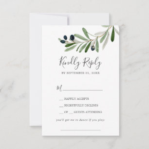 Modern Olive Branch Song Request RSVP Card