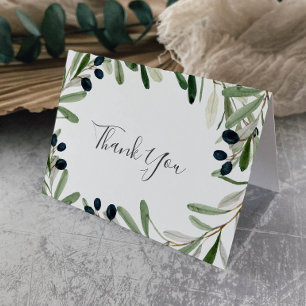 Modern Olive Branch Thank You Card