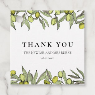 Modern Olive branch wedding Favour Tags