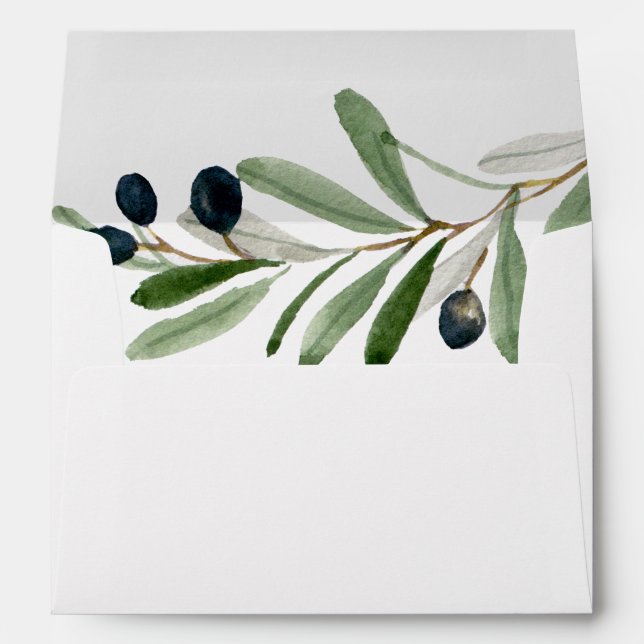 Modern Olive Branch Wedding Invitation Envelope (Back (Bottom))