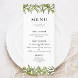 Modern Olive branch wedding Menu<br><div class="desc">Olive branches design collection,  ideal for a simple and chic vineyard wedding. This original stationery suite is both classic and elegant. Fully customisable colours: you can easily change the colour of the text and the background to your liking.</div>