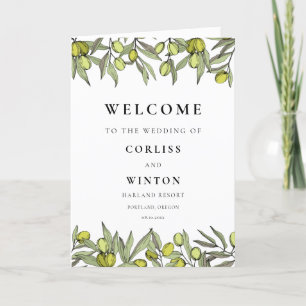 Modern Olive branch wedding Programme