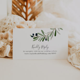 Modern Olive Branch Wedding Website RSVP Enclosure Card