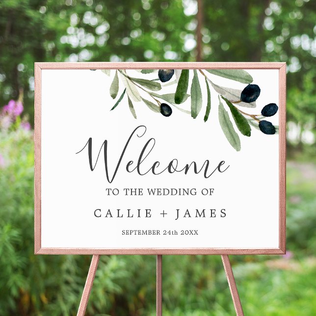 Modern Olive Branch Wedding Welcome Poster (Creator Uploaded)